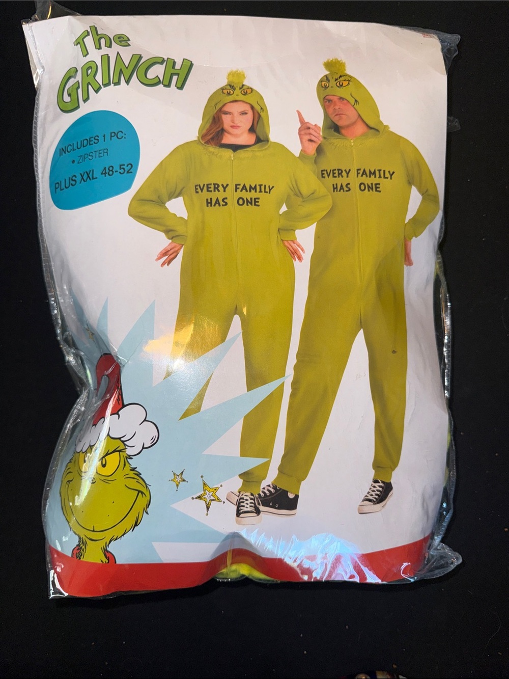 Unisex One-Piece Grinch Hoodie Jumpsuit- NWT